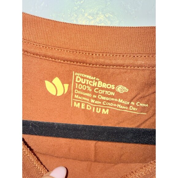Dutch Bros Embroidered Logo T-Shirt Medium Burnt Orange 100% Cotton NEW T - Picture 3 of 6